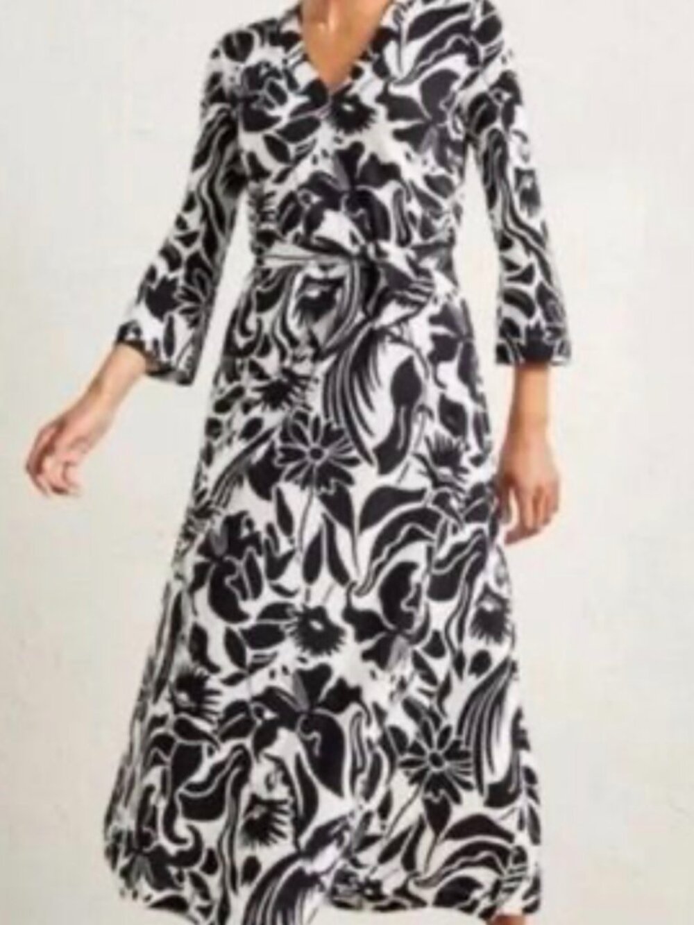Brand new Boden black & white long-sleeve wrap dress - Size 6